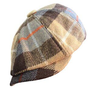 Wool Retro Plaid Button Top Brimmed Cap S/M